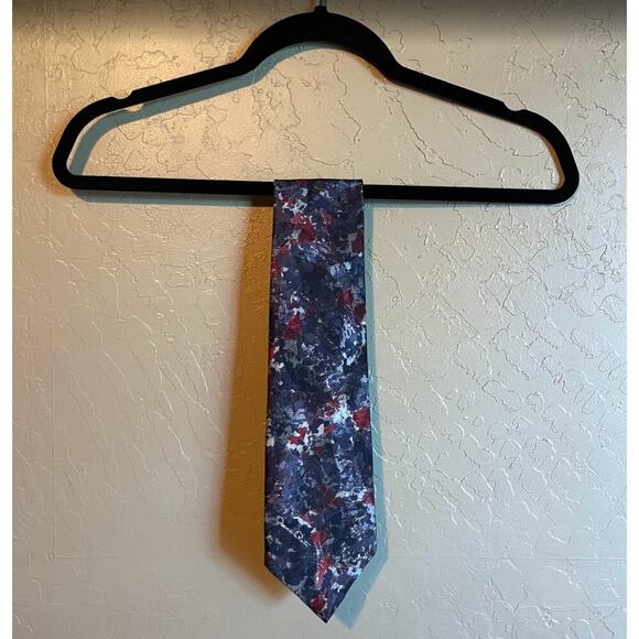 Oscar de la Renta Men's Multicolor Geometric Pattern 100% Silk Necktie - Picture 2 of 9